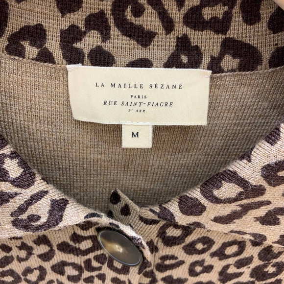 Sezane Betty Cardigan In Leopard Jacquard - Picture 12 of 13